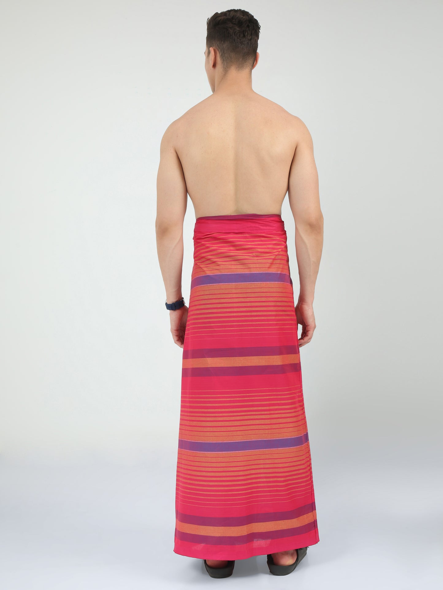 Urban Lungies - 100% Pure Cotton - Lined Morden Pink Unstiched Lungi 2.10 meters
