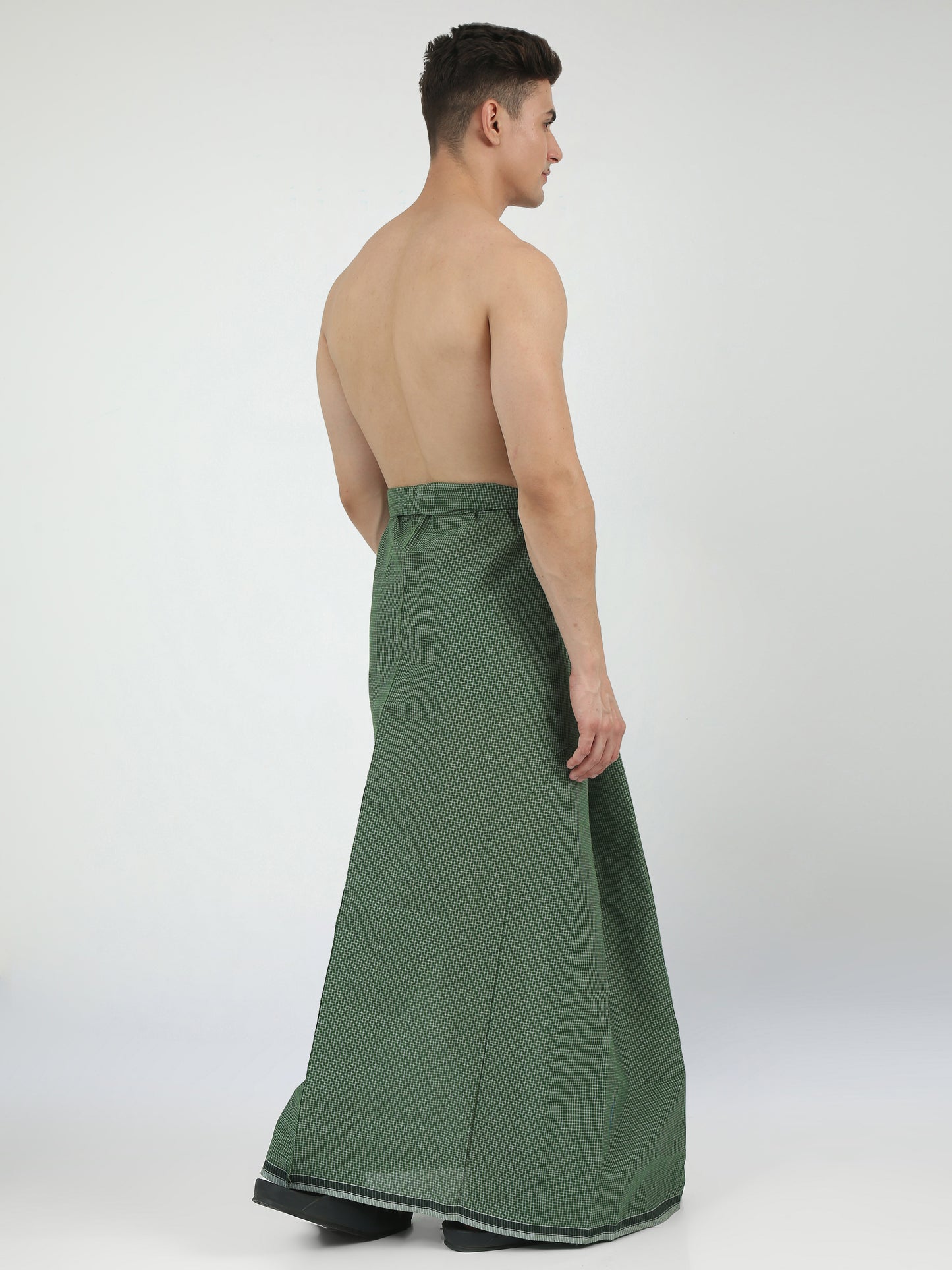 Urban Lungies - 100% Pure Cotton - Classic Kasturi Mehendi Green Unstiched Lungi 2.10 meters