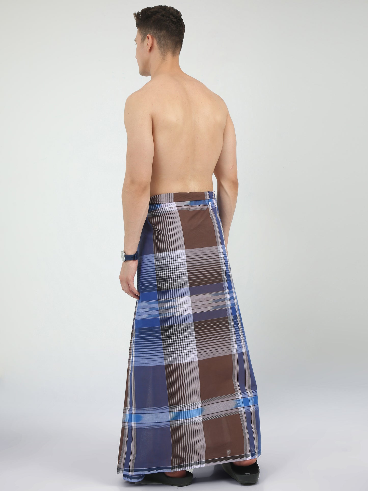 Urban Lungies - 100% Pure Cotton - Mixed Checks Katari Unstiched Lungi 2.10 meters