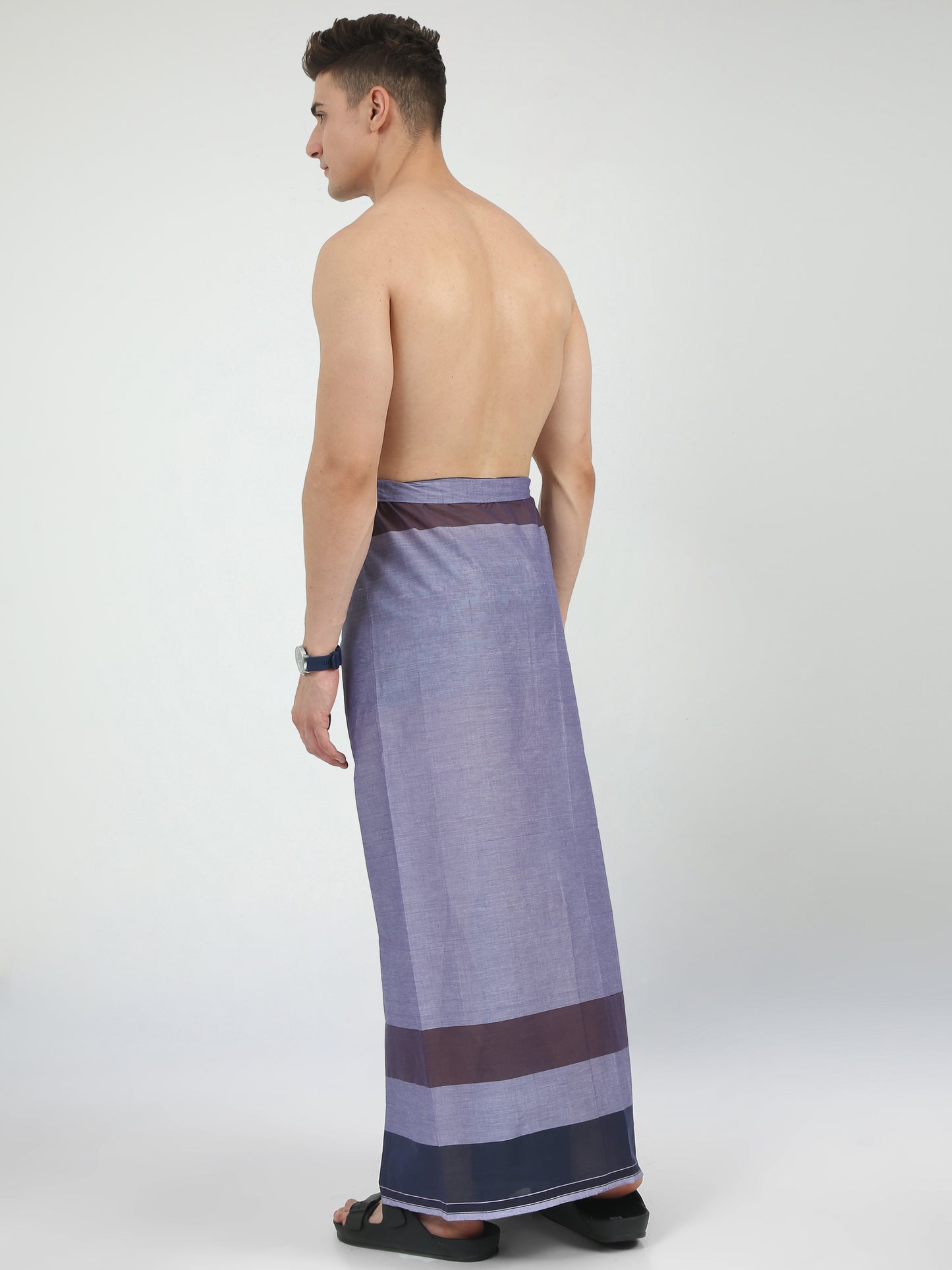 Urban Lungies - 100% Pure Cotton - Outlined Mixed Purple Unstiched Lungi 2.10 meters