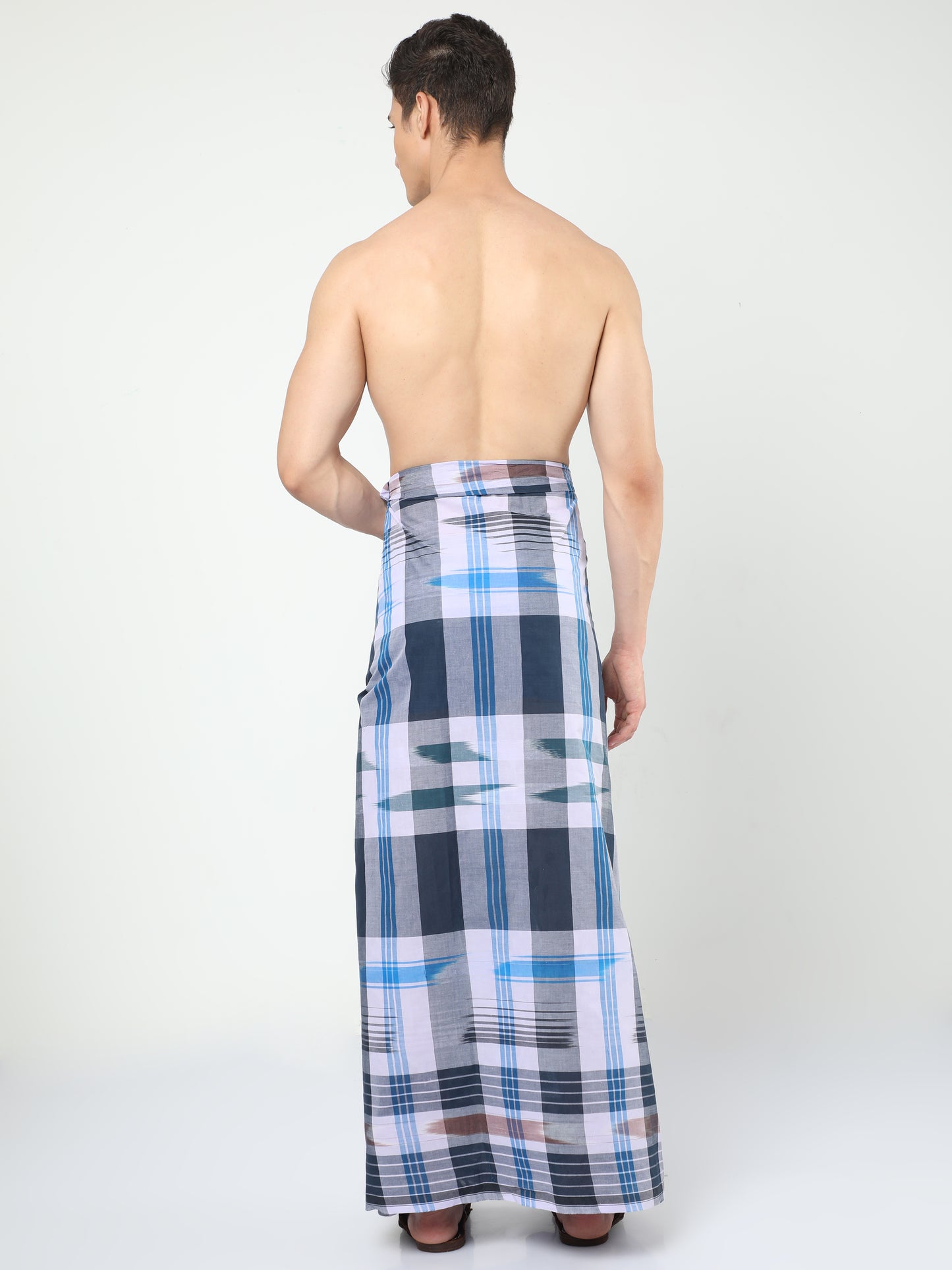 Urban Lungies - Premium Cotton - Blue Black Katari Lungi Unstitched