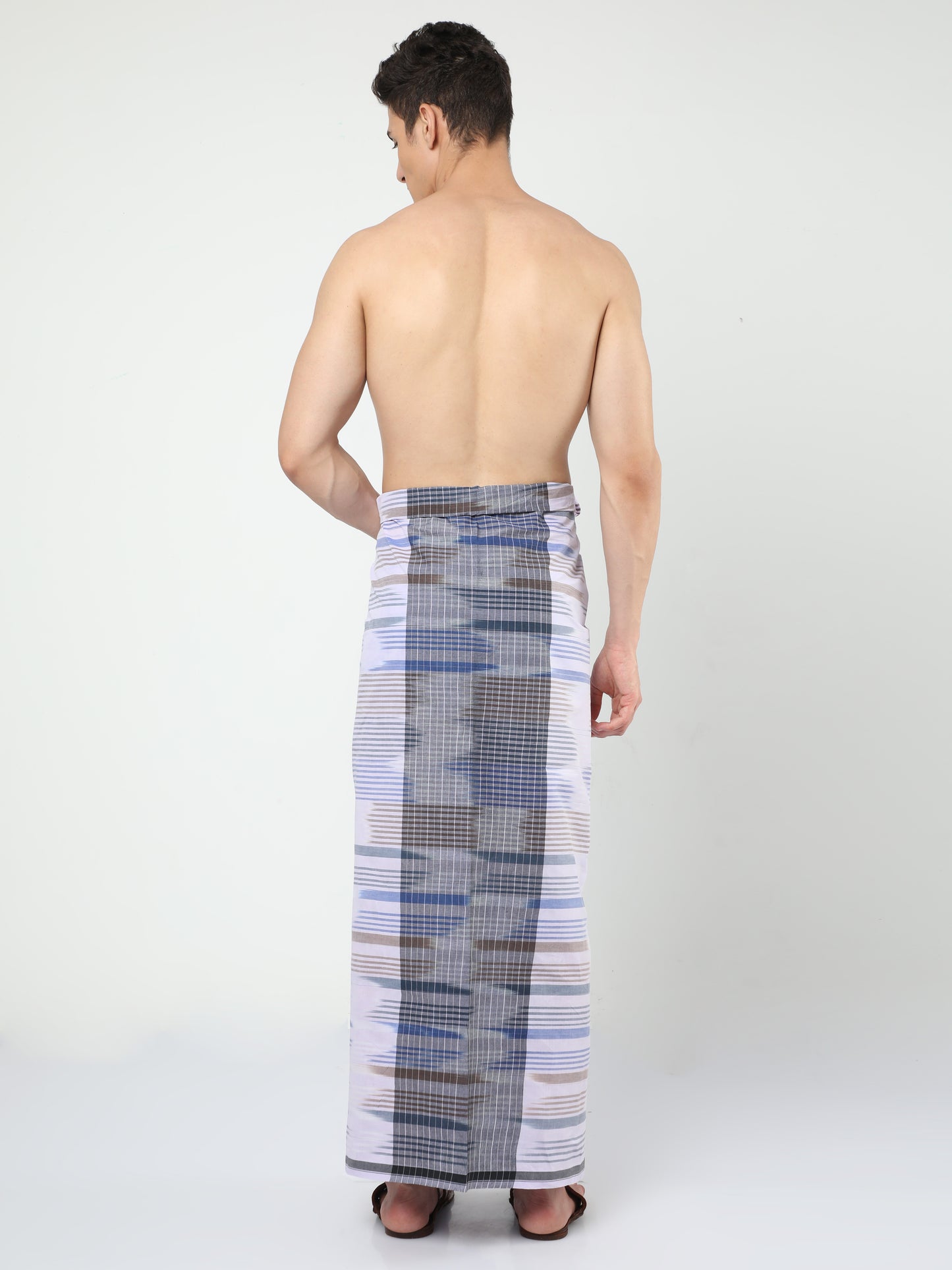 Urban Lungi - Premium Cotton - White Pached Katari Lungi