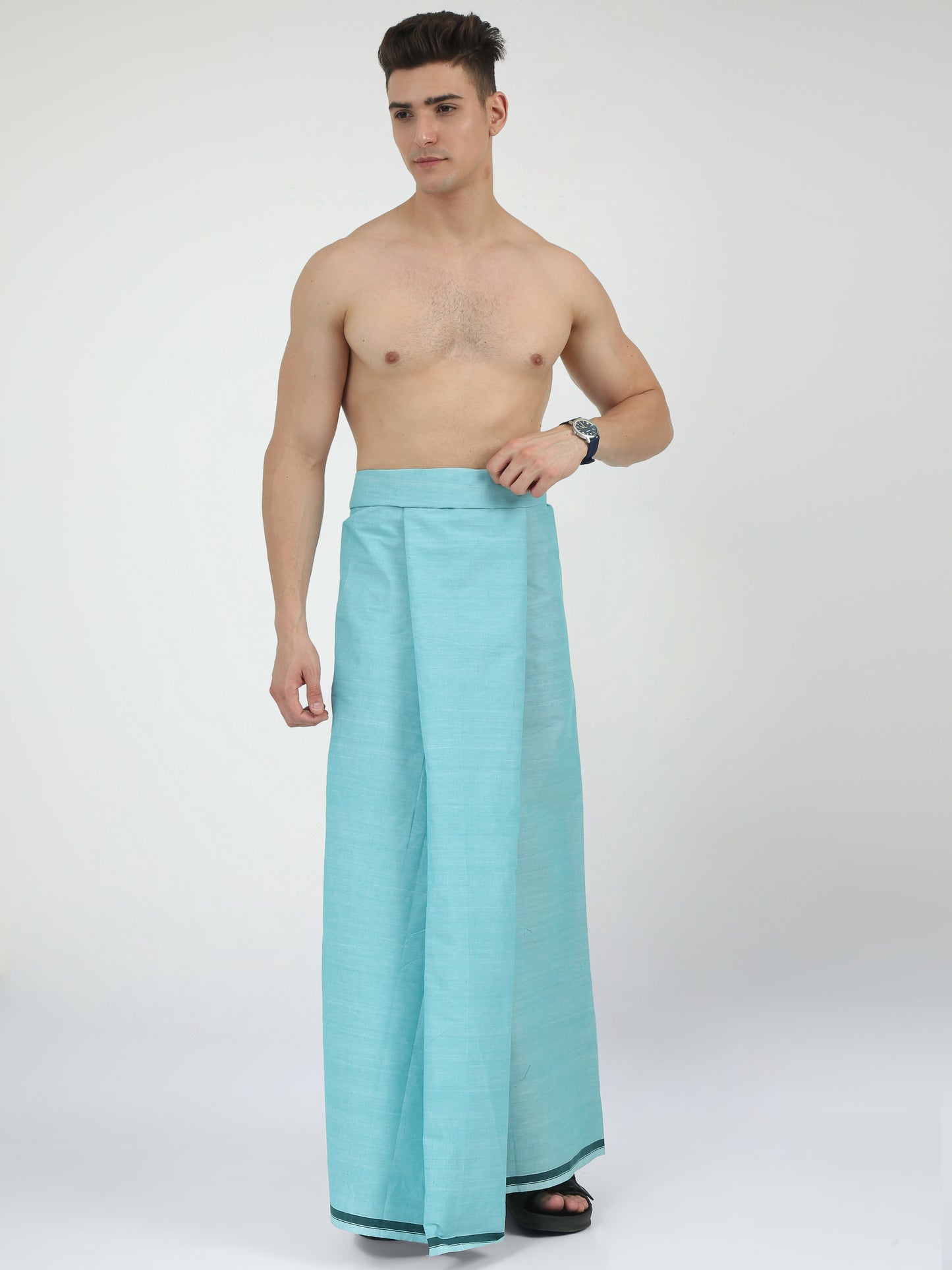 Urban Lungies - 100% Pure Cotton - Classic Mint Green Unstiched Lungi 2.10 meters