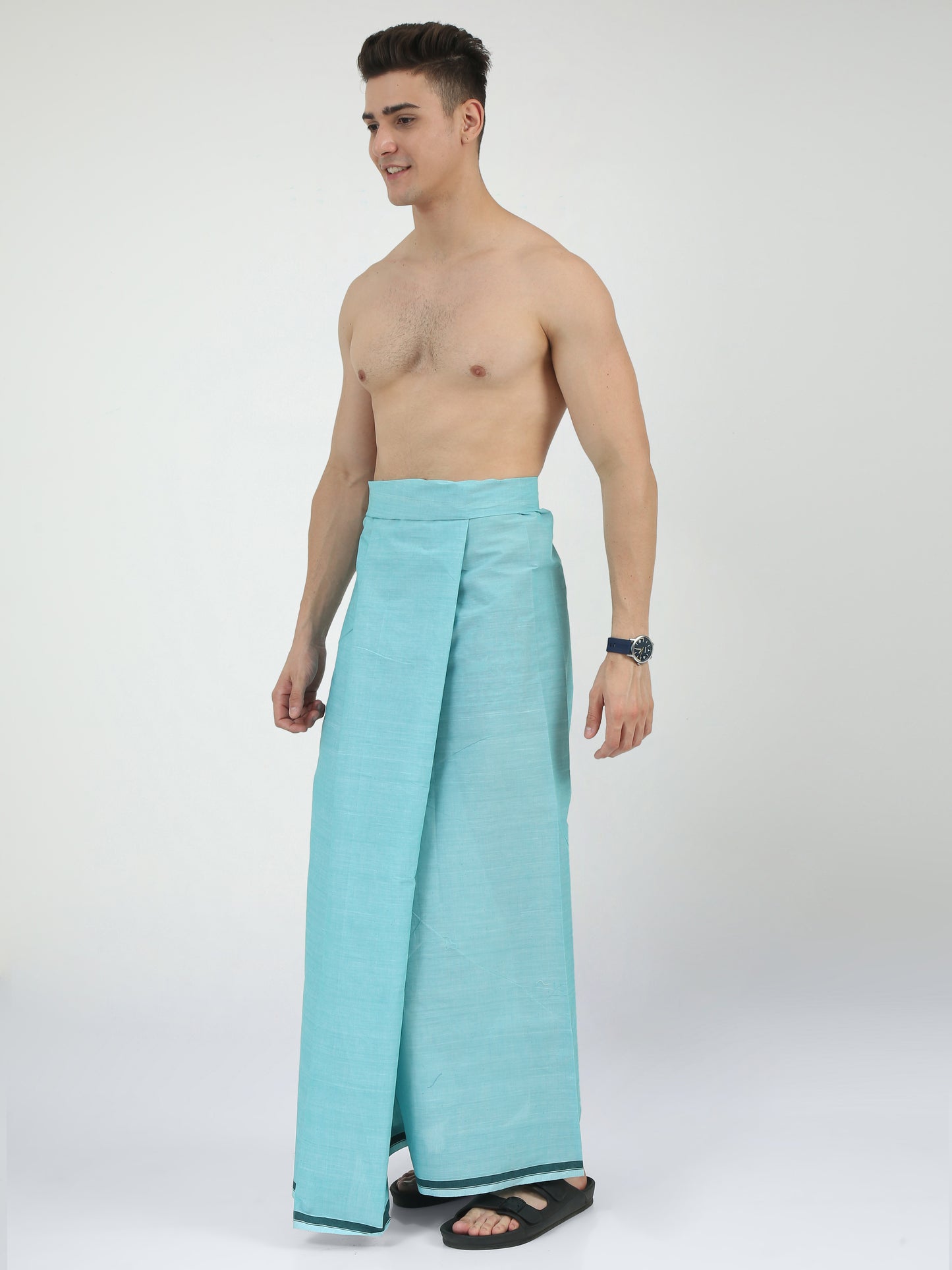 Urban Lungies - 100% Pure Cotton - Classic Mint Green Unstiched Lungi 2.10 meters