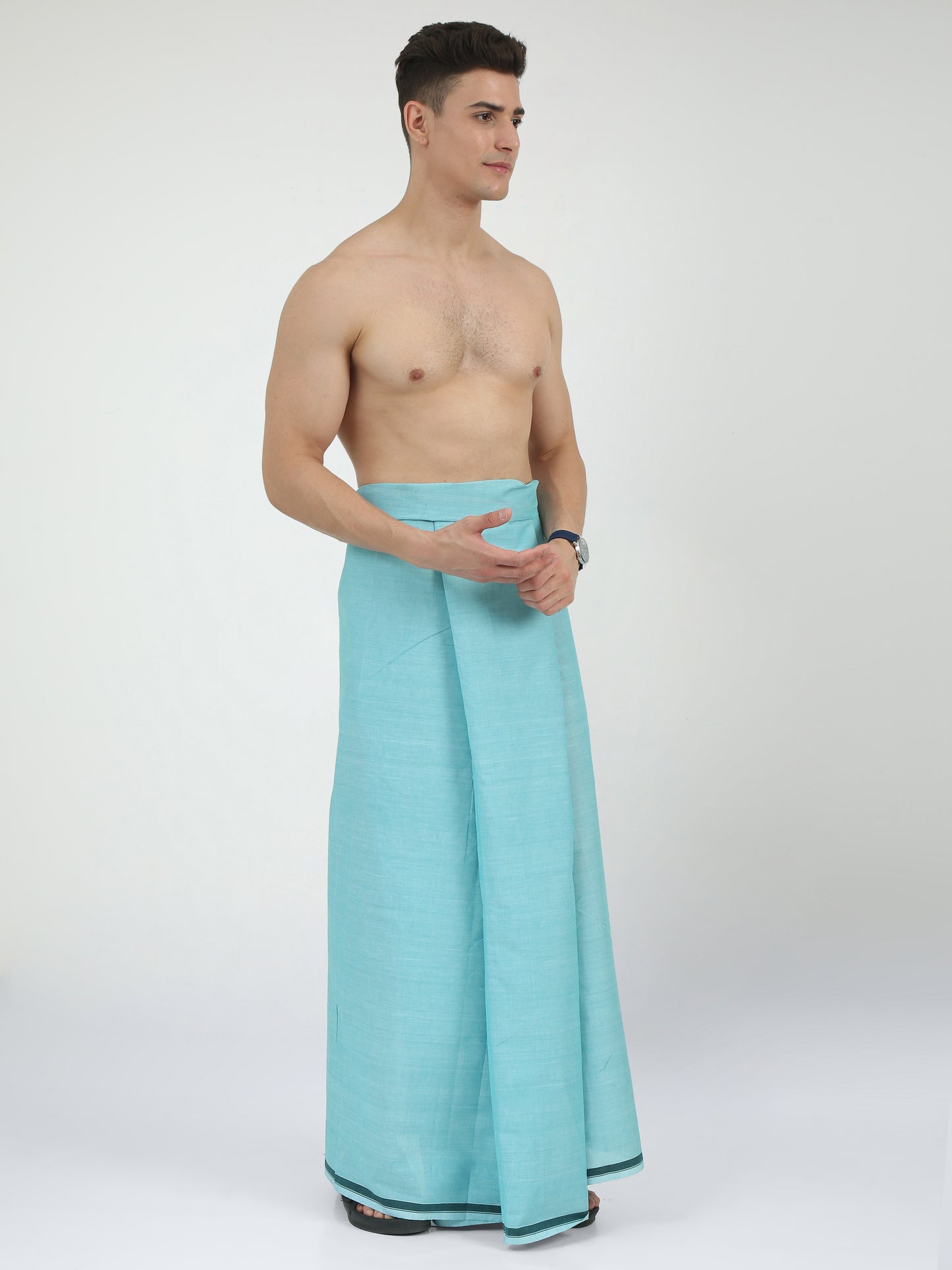 Urban Lungies - 100% Pure Cotton - Classic Mint Green Unstiched Lungi 2.10 meters