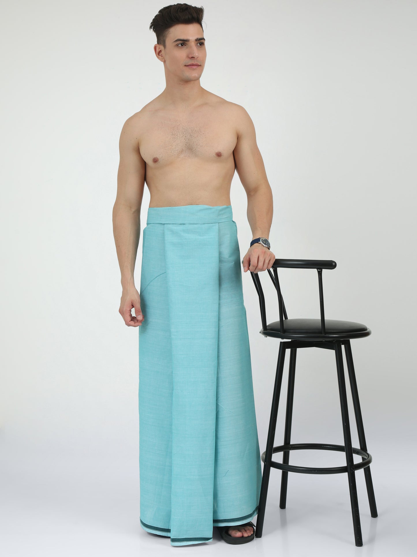 Urban Lungies - 100% Pure Cotton - Classic Mint Green Unstiched Lungi 2.10 meters