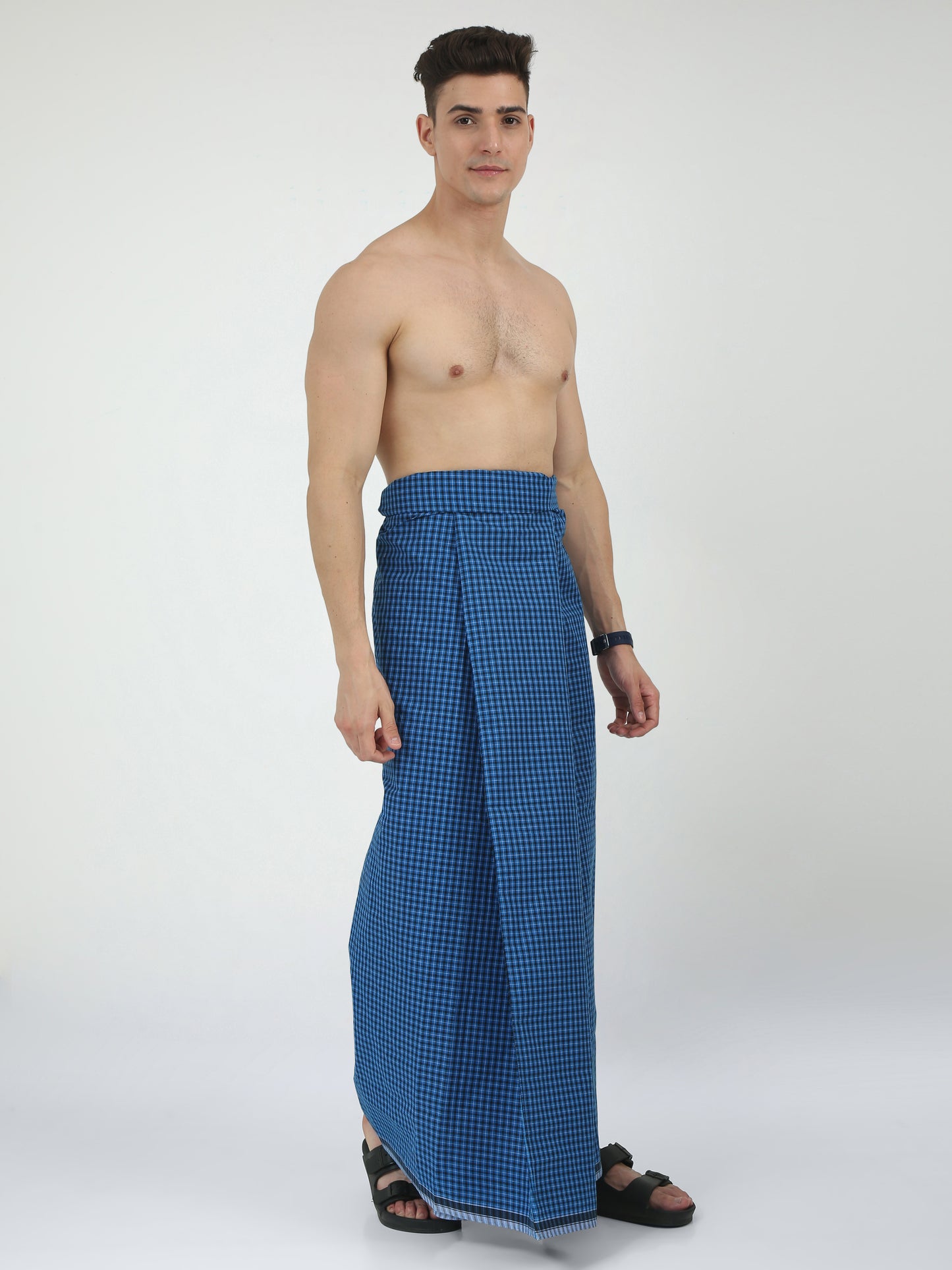 Urban Lungies - 100% Pure Cotton - Pin Point Indigo Unstiched Lungi 2.10 meters