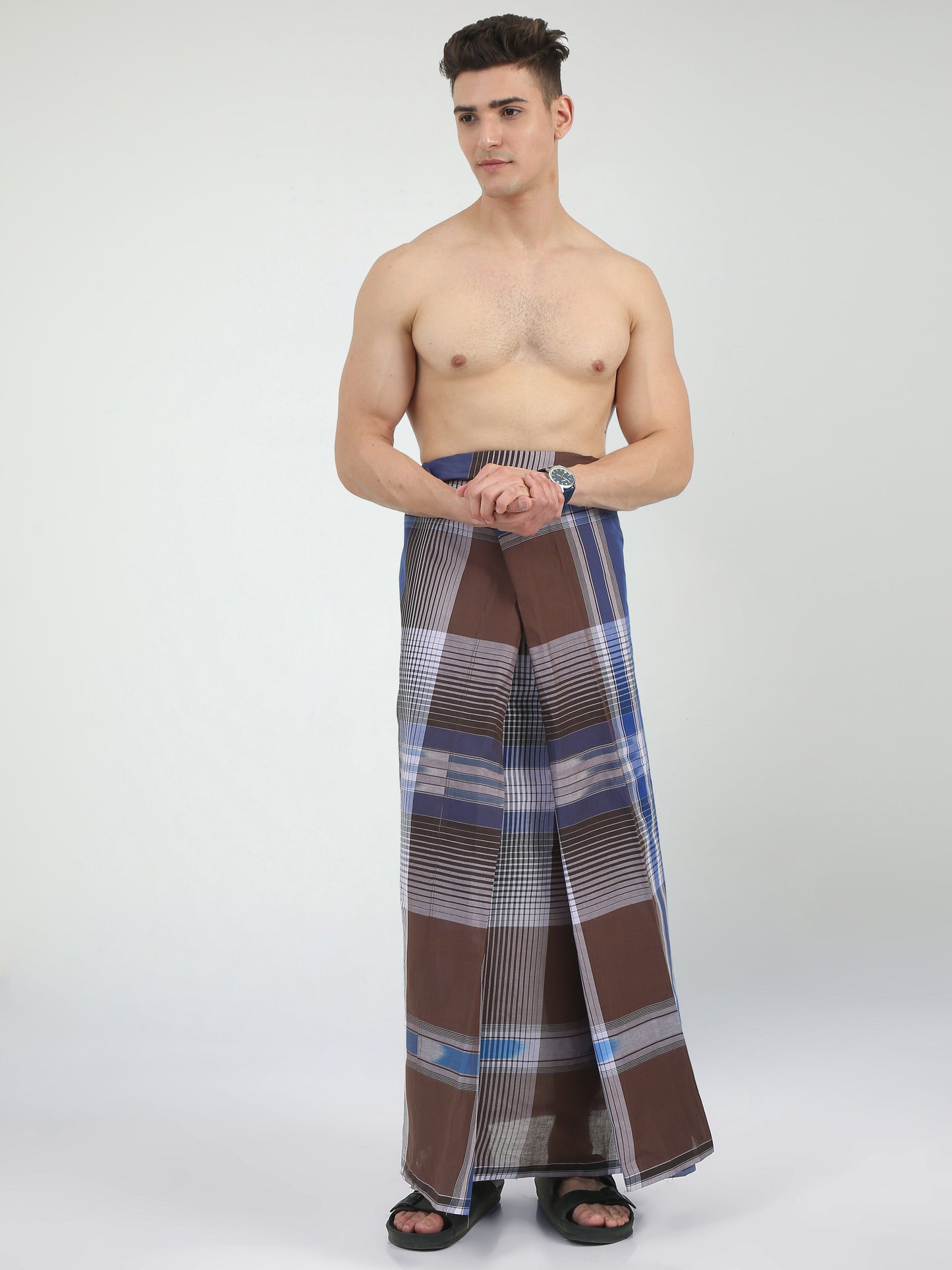 Urban Lungies - 100% Pure Cotton - Mixed Checks Katari Unstiched Lungi 2.10 meters