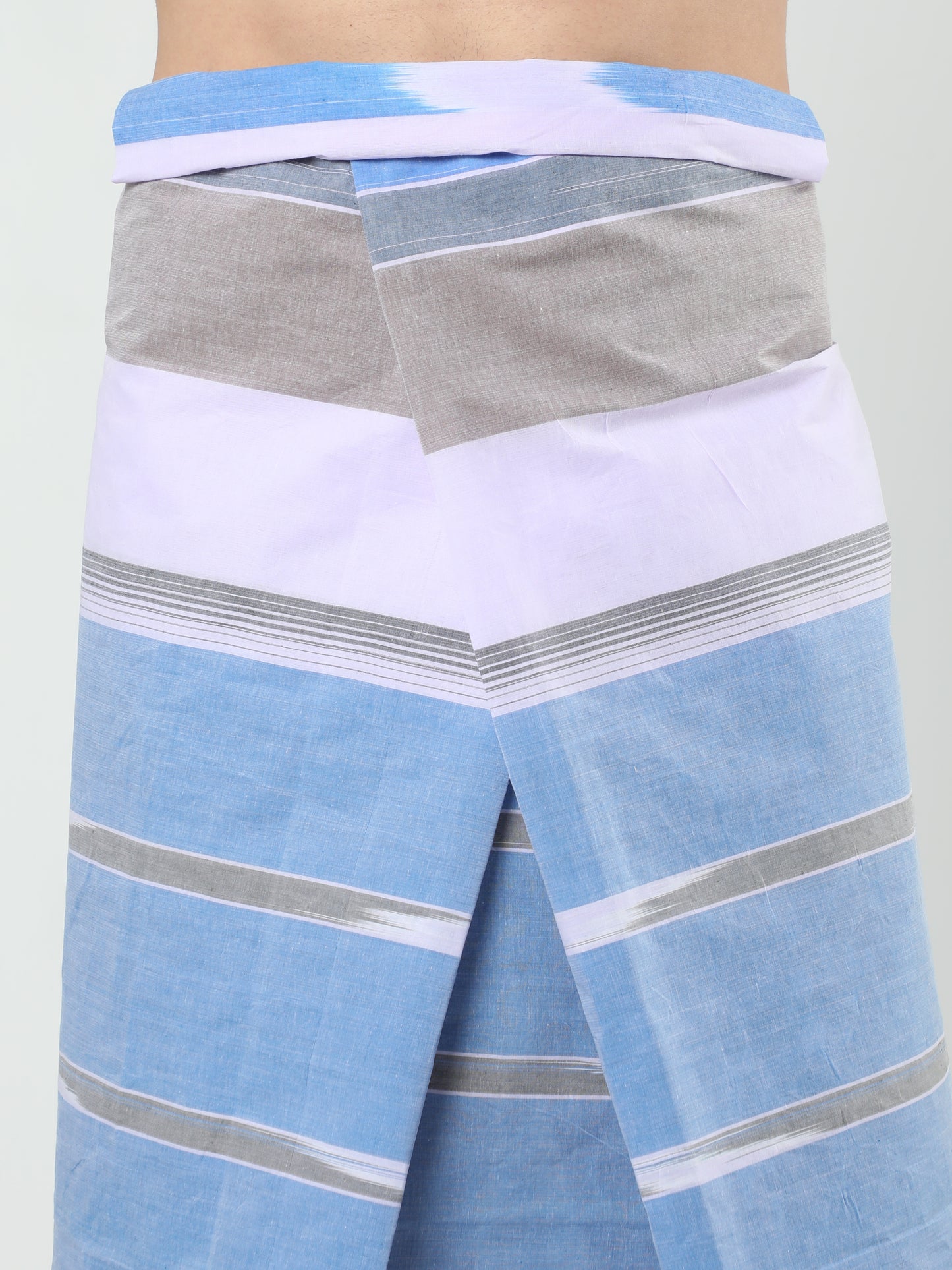 Urban Lungies - Premium Cotton - Light blue Green Katari Lungi Unstitched