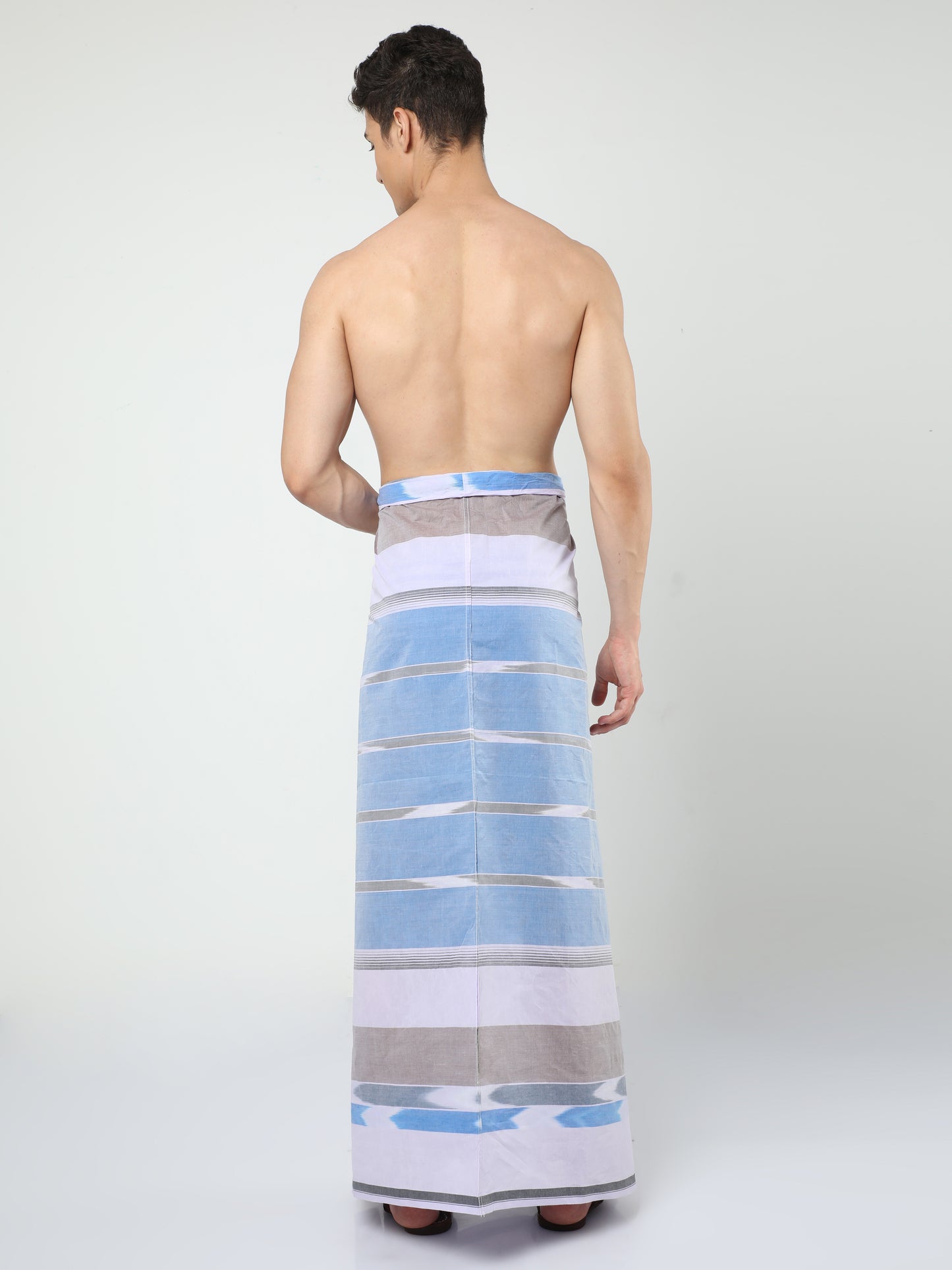 Urban Lungies - Premium Cotton - Light blue Green Katari Lungi Unstitched