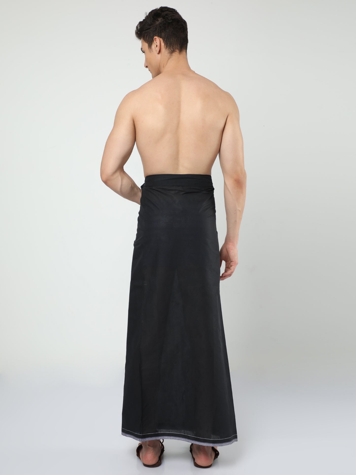 Urban Lungi - Premium Cotton - Classic Plain Black Lungi Unstiched