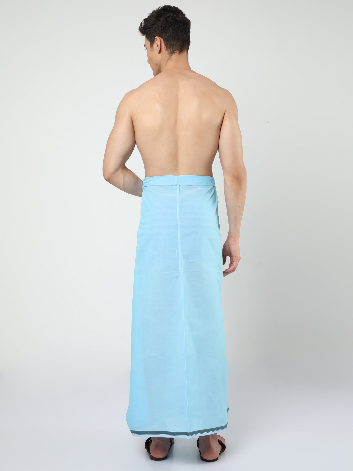 Urban Lungi - Premium Cotton - Classic Plain Light Blue Lungi Unstiched