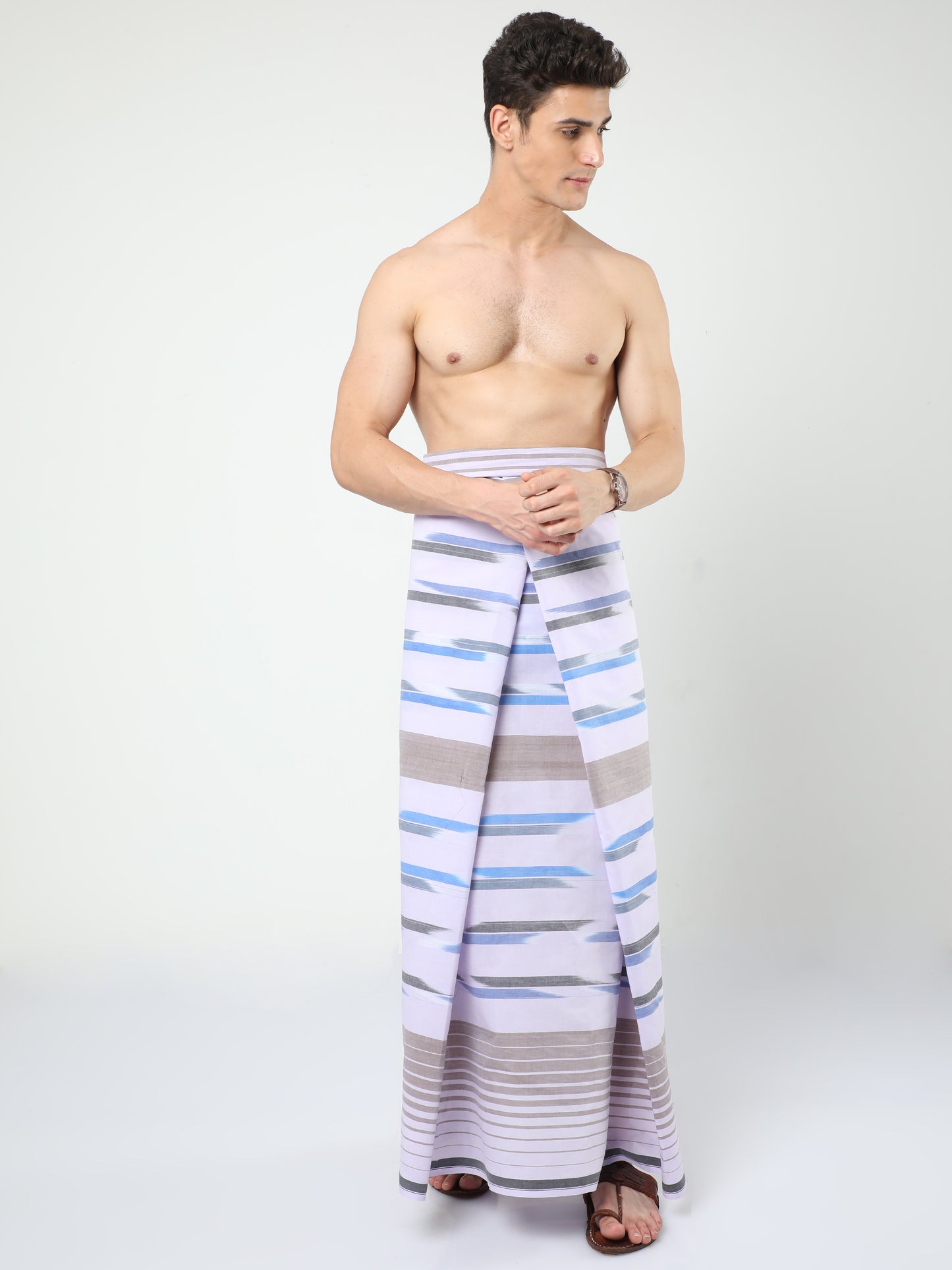 Urban Lungies - Premium Cotton - White Katari Lungi Unstitched