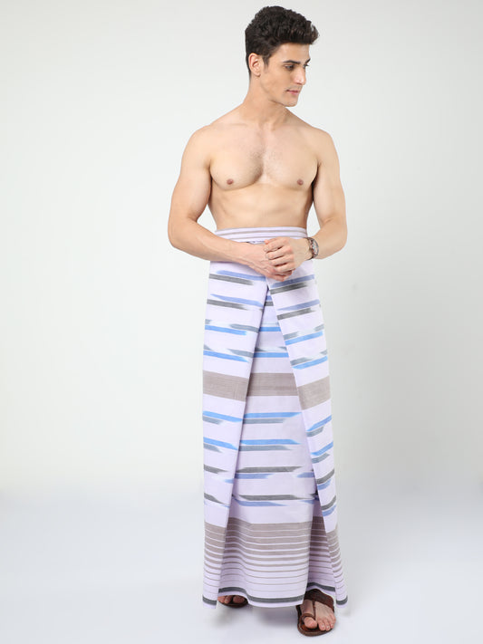 Urban Lungies - Premium Cotton - White Katari Lungi Unstitched