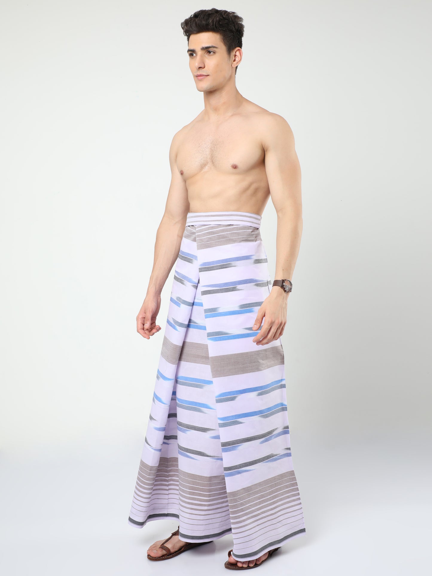 Urban Lungies - Premium Cotton - White Katari Lungi Unstitched