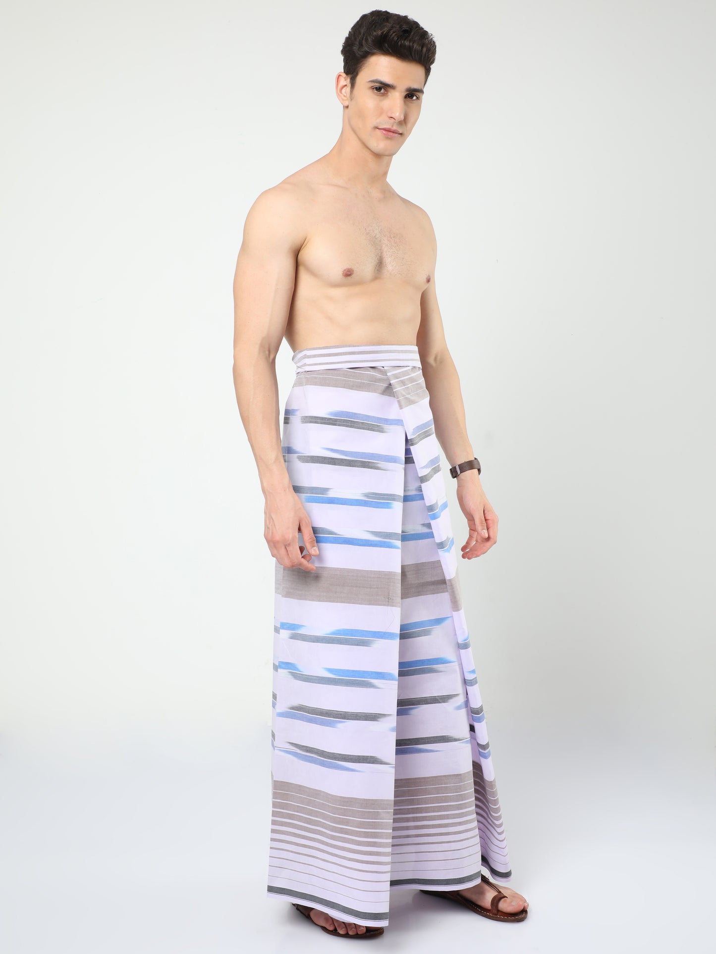 Urban Lungies - Premium Cotton - White Katari Lungi Unstitched