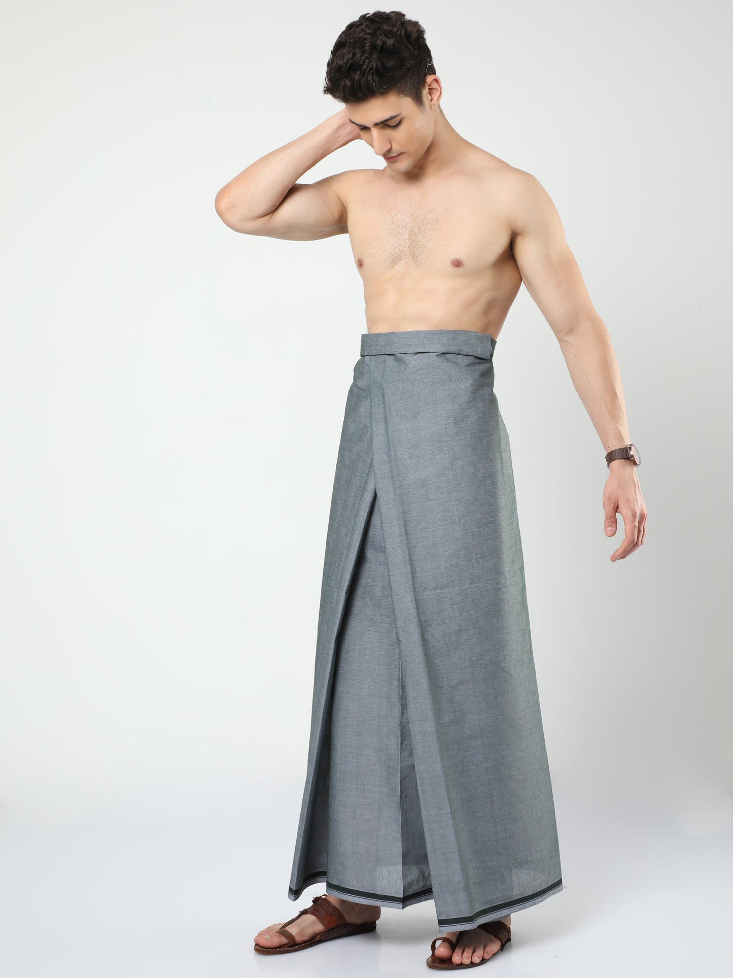 Urban Lungi - Premium Cotton - Classic Plain Light Green Lungi Unstiched