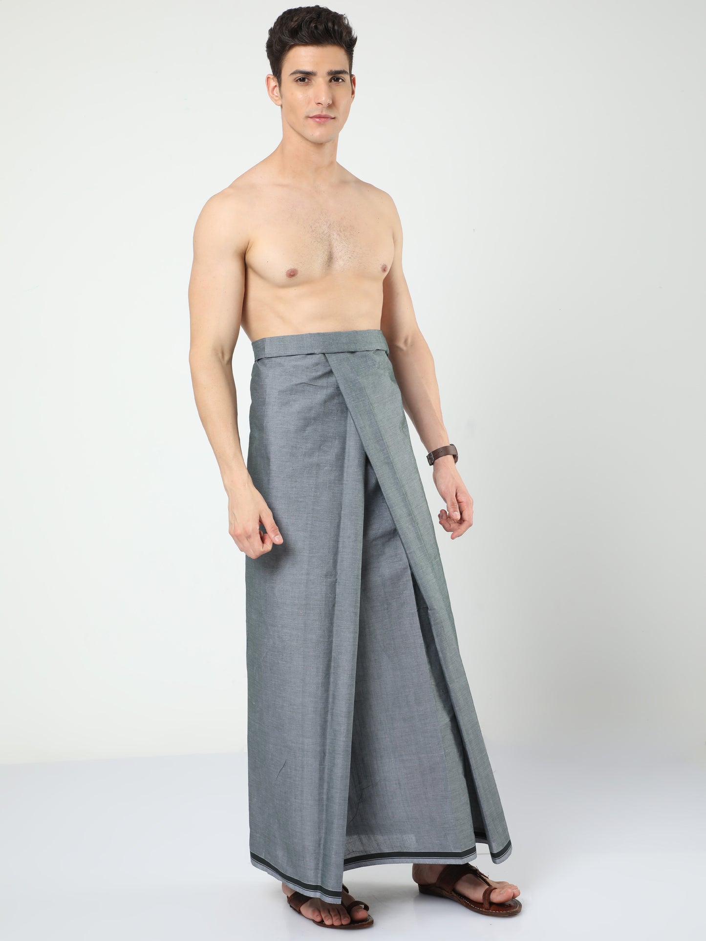 Urban Lungi - Premium Cotton - Classic Plain Light Green Lungi Unstiched