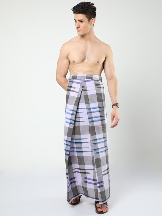 Urban Lungi - Premium Cotton - Green Katari Lungi Unstiched