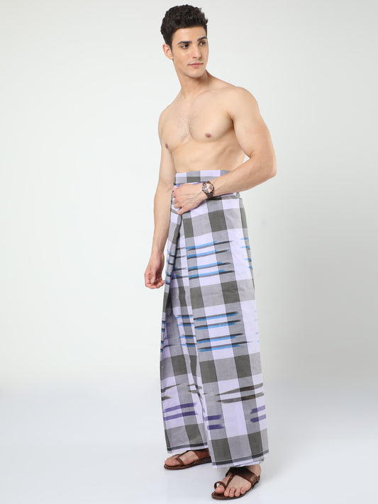 Urban Lungi - Premium Cotton - Green Katari Lungi Unstiched